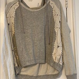 Free People Grey/white pullover hoodie
